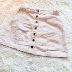 Forever 21 Cream Corduroy A-Line Skirt